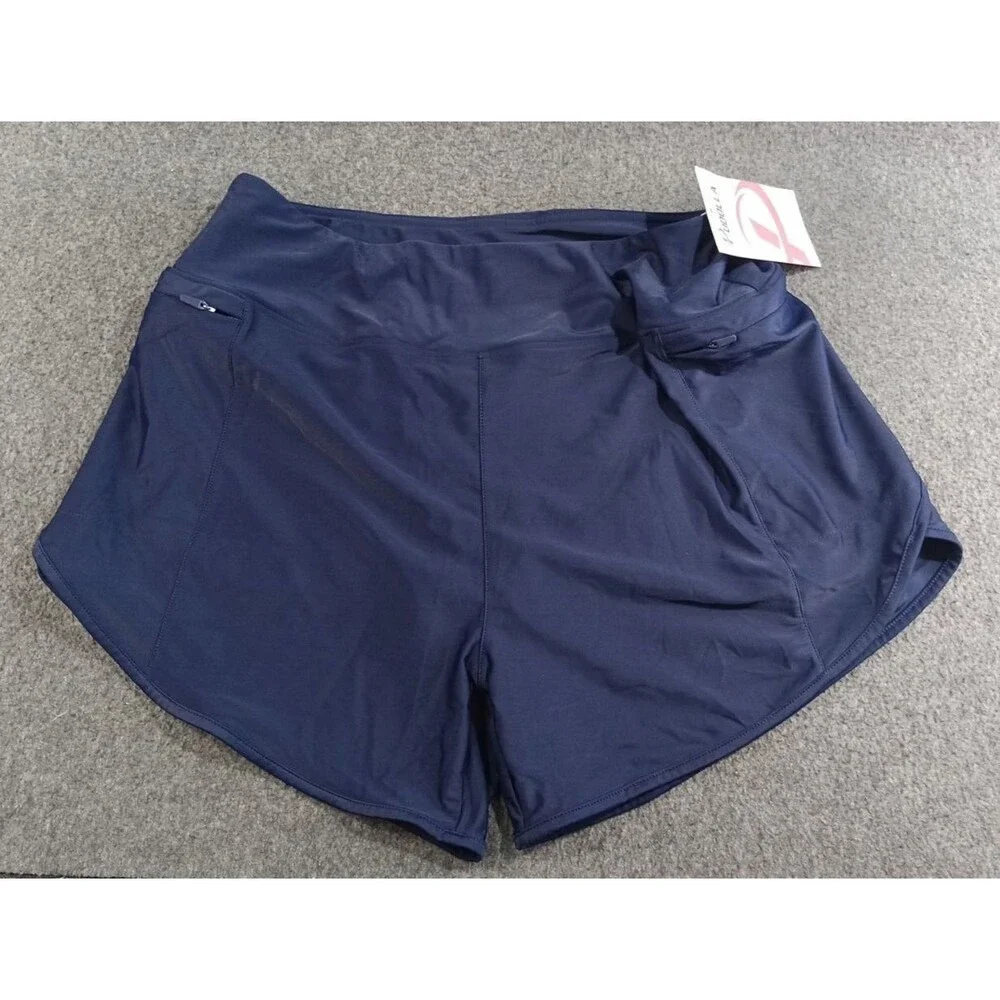 Pudolla Men's Sportswear Navy Blue Shorts Large Lined Zippered Pockets New Tag